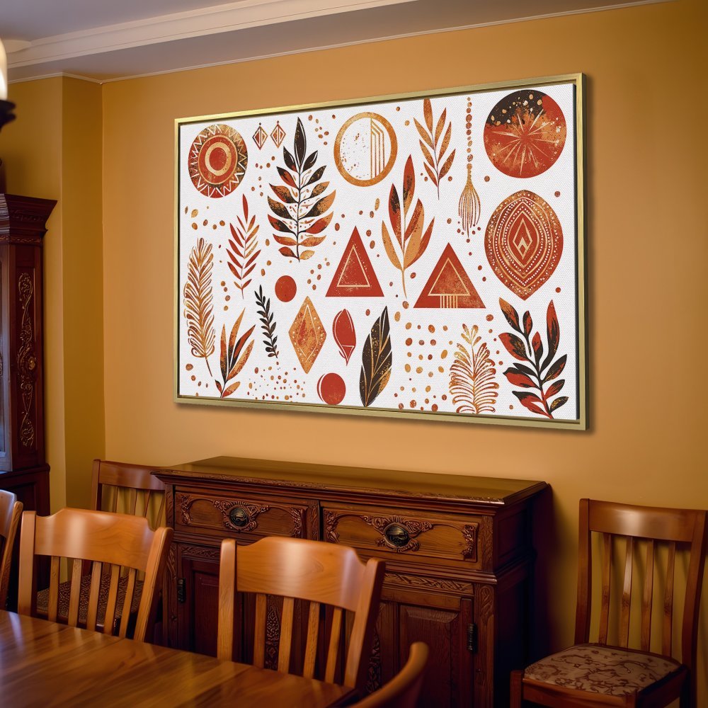 Canvas Print: Abstract botanical art in warm earth tones, perfect for modern living room decor.