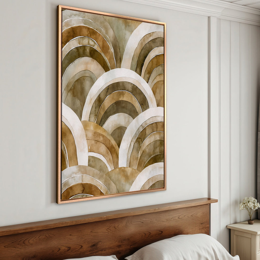 Framed Wall Art featuring an abstract watercolor design in neutral earth tones. Perfect for adding a touch of modern elegance to any space.