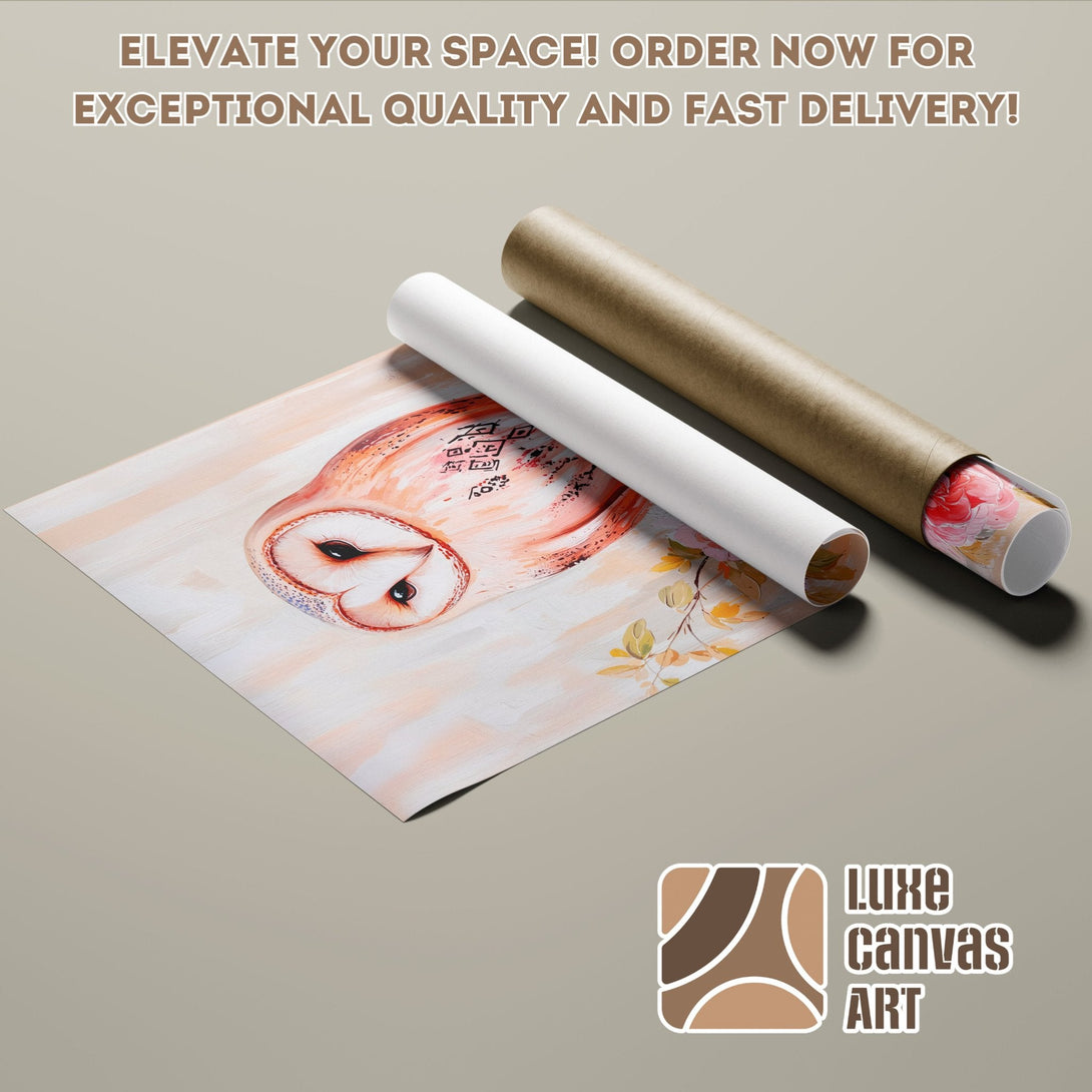 Owl art Poster Roll in neutral tones. Perfect wall decor for your space. Order today!