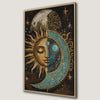 Bohemian Sun and Crescent Moon Abstract Face Canvas Print