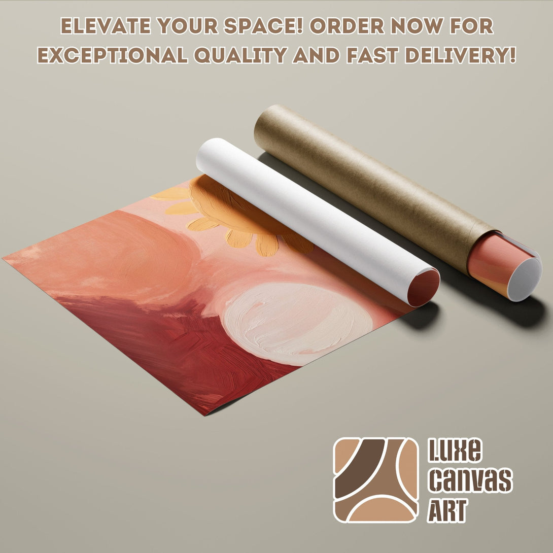 Abstract art poster roll with warm earth tones. Perfect wall decor for any space. Order your poster today!