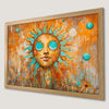 Bohemian Sun Face Art Poster in Orange and Blue for Home Decor