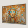 Bohemian Sun Face Canvas Print in Orange and Blue