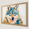 Bohemian Wolf Art Poster with Blue and Gold Accents