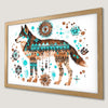 Bohemian Wolf Art Poster with Ethnic Patterns