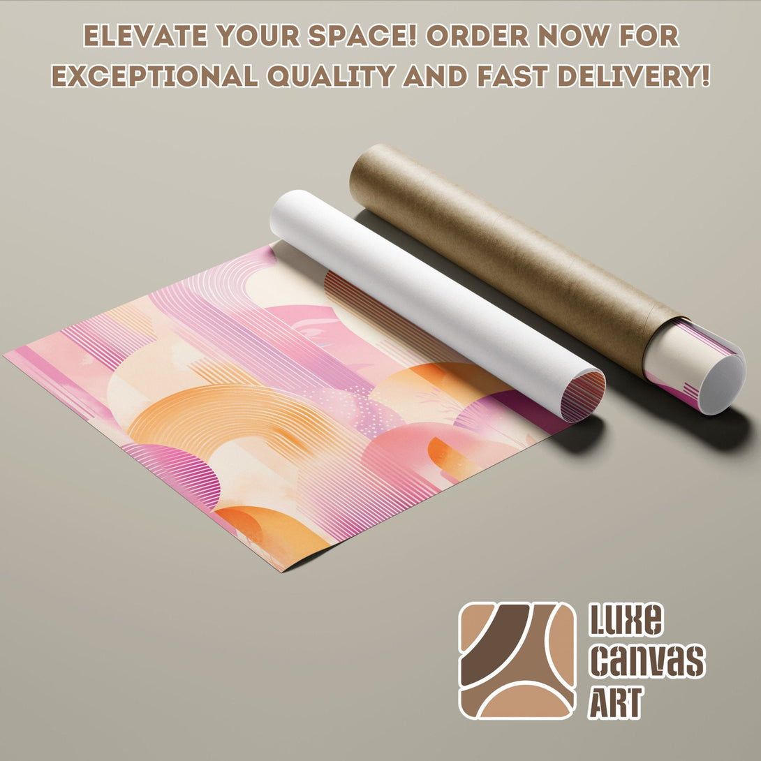 Abstract art Poster Roll in pink and orange tones. Elevate your space with Luxe Canvas Art!