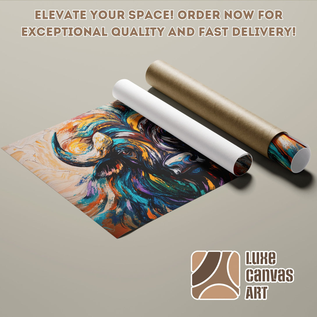 Abstract art Poster Roll with vibrant colors. Elevate your space with Luxe Canvas Art!