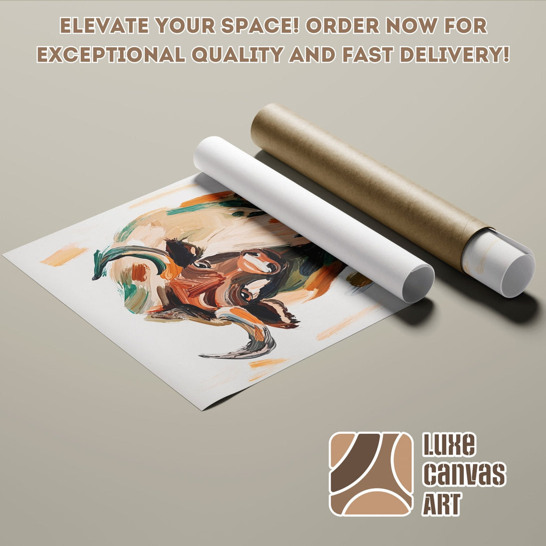 Abstract art poster roll with warm earth tones. Elevate your space with this unique Poster! Order now for fast delivery.