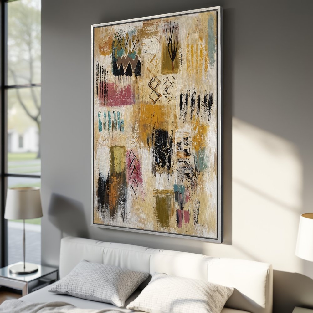Abstract Canvas Print with warm, earthy tones. Modern art for your bedroom. Add a touch of style with this framed wall art!