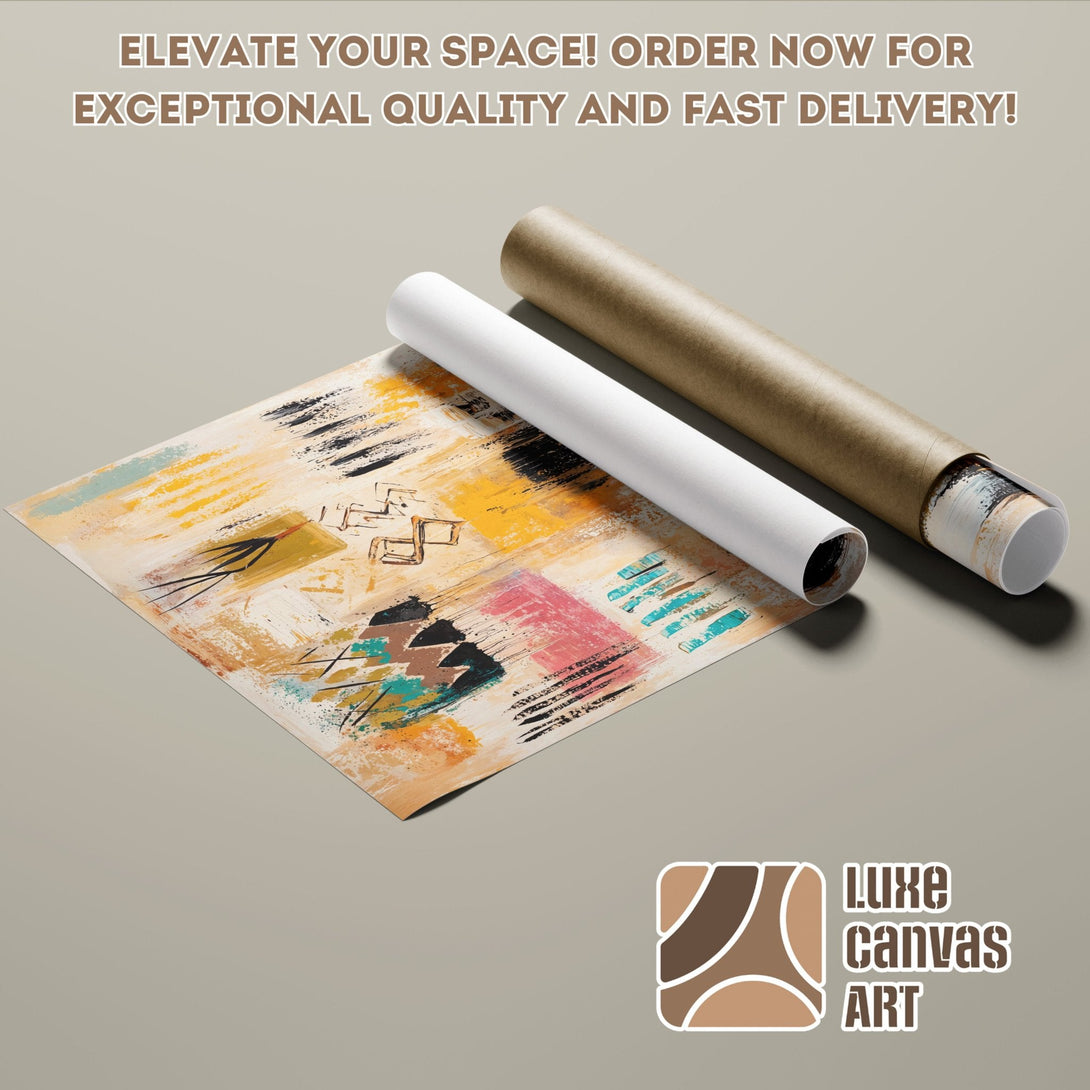 Abstract art poster roll with a neutral color palette. Elevate your space with this unique poster! Order now for fast delivery.