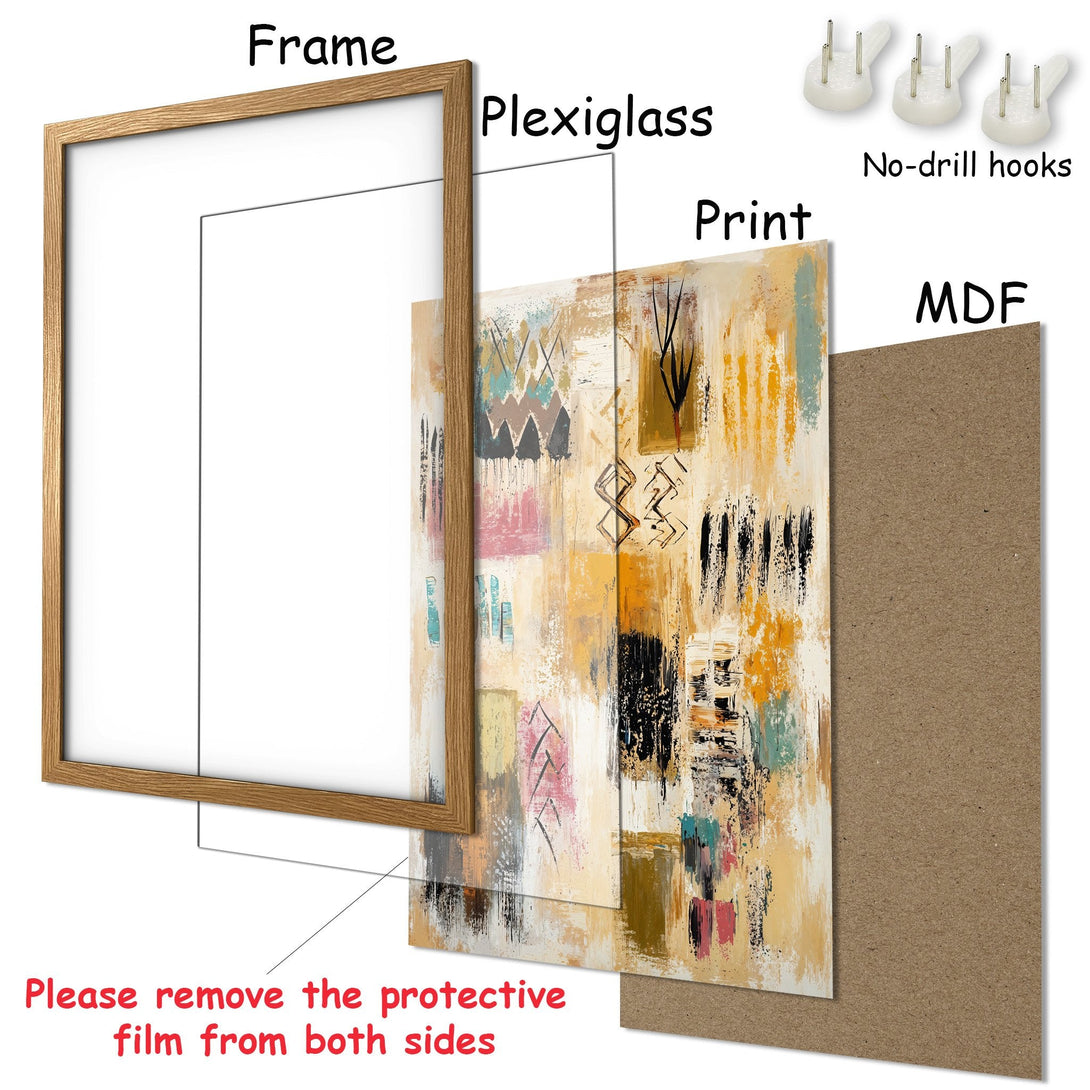 Framed Poster: Abstract art print with warm, earthy tones. Modern style, ready to hang and elevate your space!