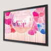 Boho Disco Ball and Pink Flower Art Poster for Bedroom Decor