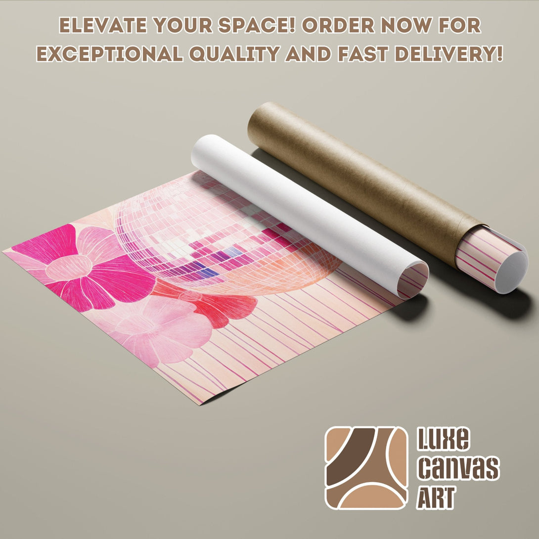 Poster Roll with floral design in pink color palette. Elevate your space with Luxe Canvas Art!