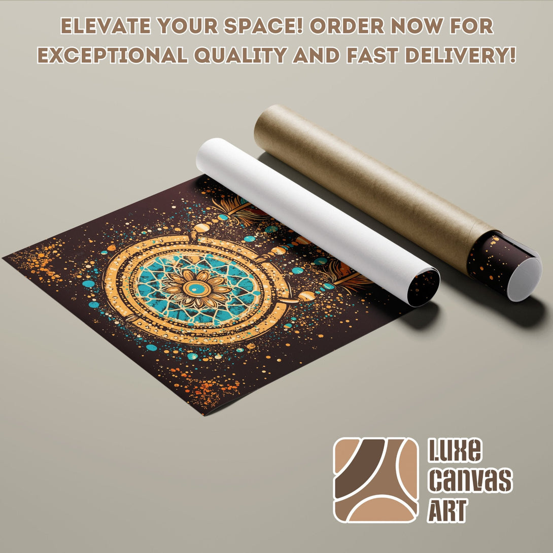 Dreamcatcher Poster Roll in earthy tones. Elevate your space with this unique art print. Order now for fast delivery!
