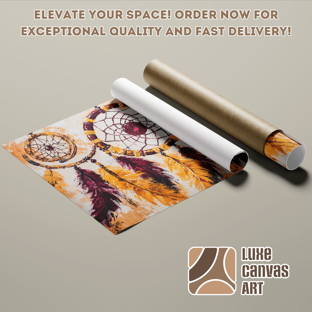 Dreamcatcher Poster Roll, abstract art in warm tones, perfect wall decor.