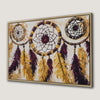 Boho Dreamcatcher Framed Canvas Print with Red and Yellow Feathers