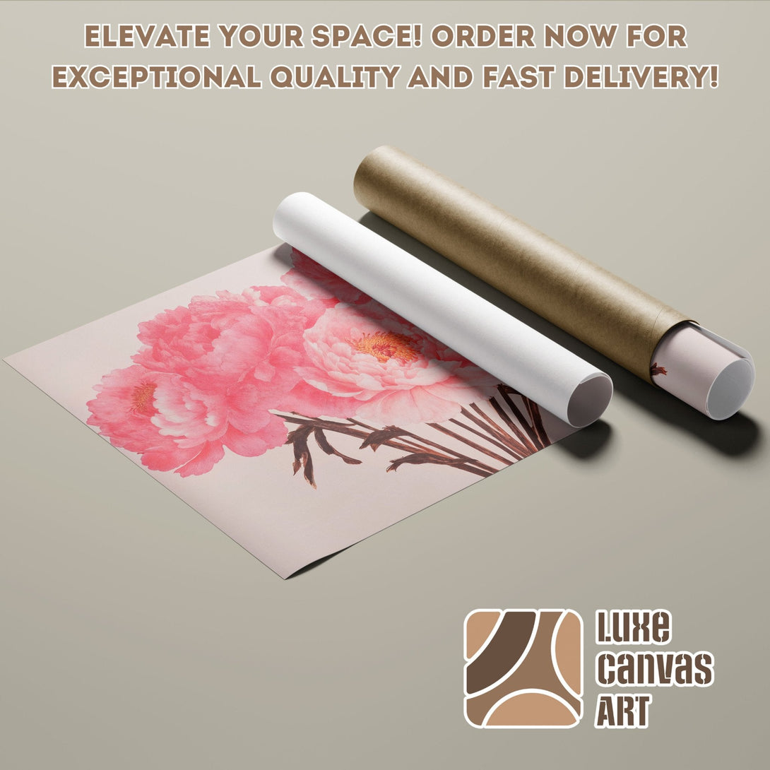 Floral Poster Roll in soft pink & brown tones. Elevate your space with our art! Order now!