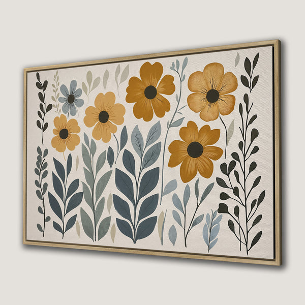 Framed Wall Art featuring a floral design in a warm, earthy color palette. Perfect for adding a touch of nature and style to any space.