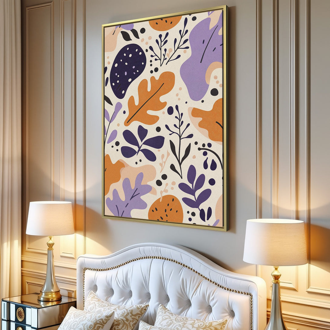Canvas Print featuring abstract botanical art in a modern style with a warm, neutral color palette. Perfect for living room decor!