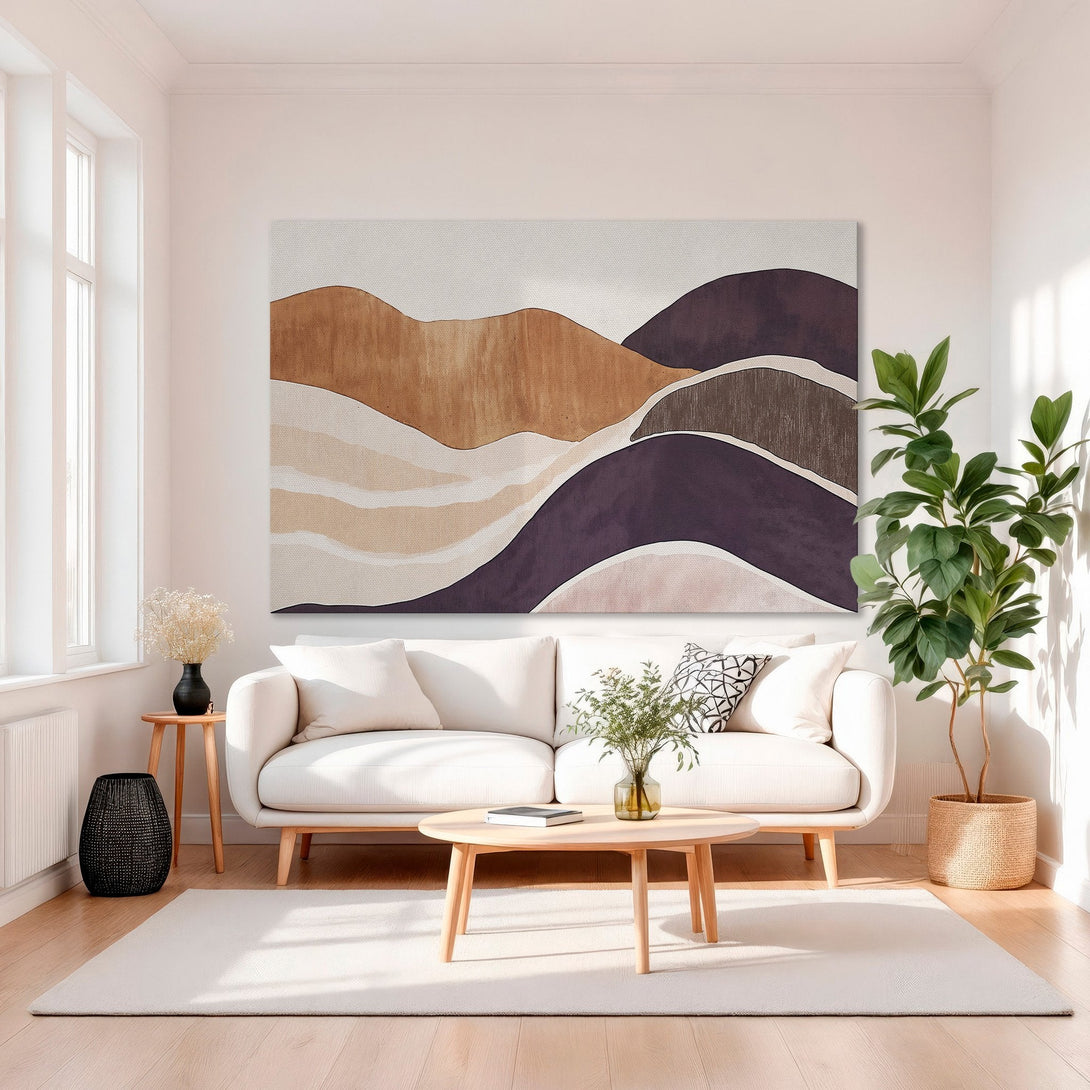 Framed Wall Art abstract landscape in warm earth tones. Modern canvas print adds a touch of elegance to any interior.