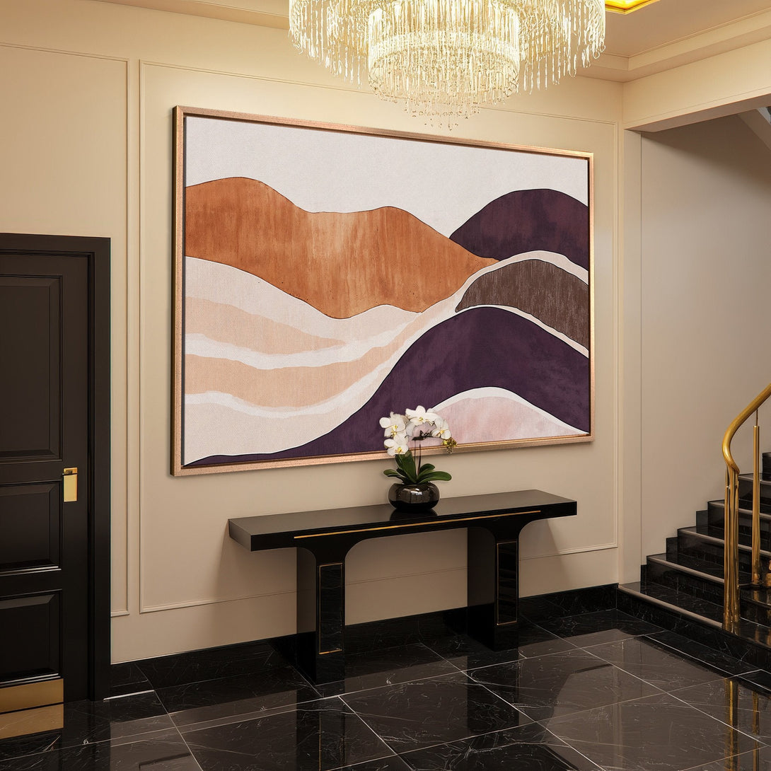 Framed Wall Art featuring abstract landscape art in warm earth tones. Elevate your space with this modern, stylish Canvas Print.