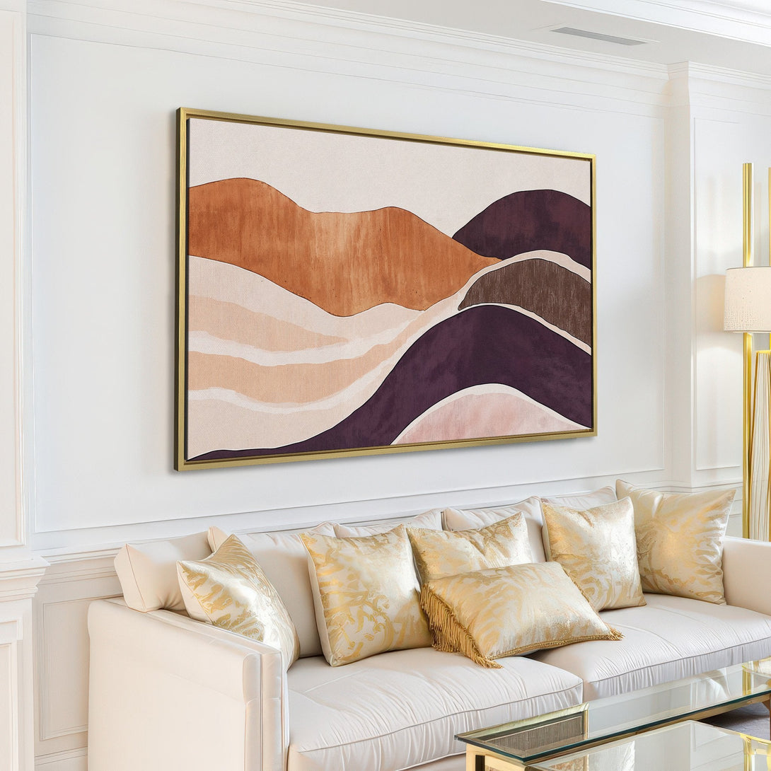 Abstract landscape Canvas Print in neutral tones, adding a touch of modern art to any living room. Earthy color palette.