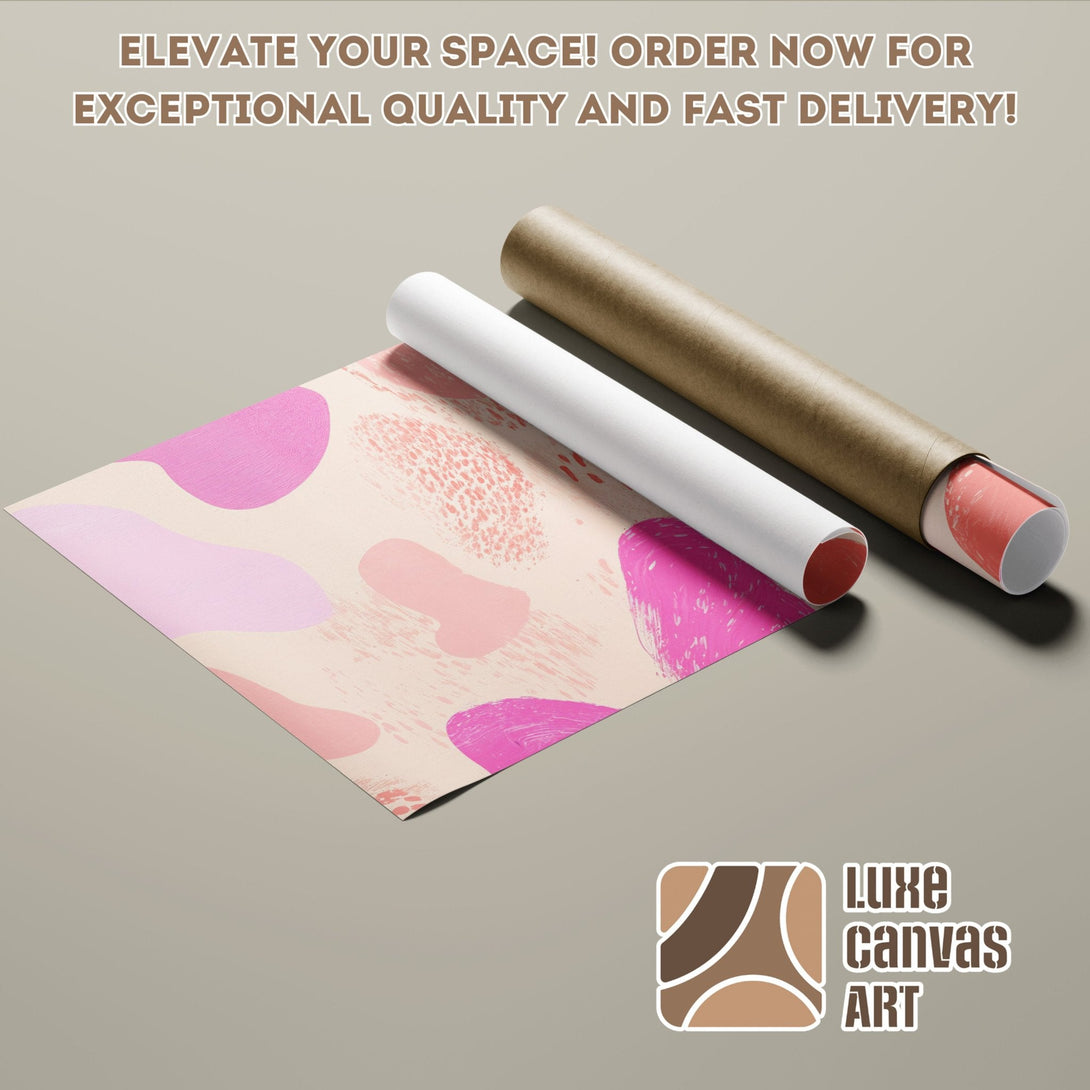 Abstract art Poster Roll in pink and neutral tones. Elevate your space with Luxe Canvas Art!