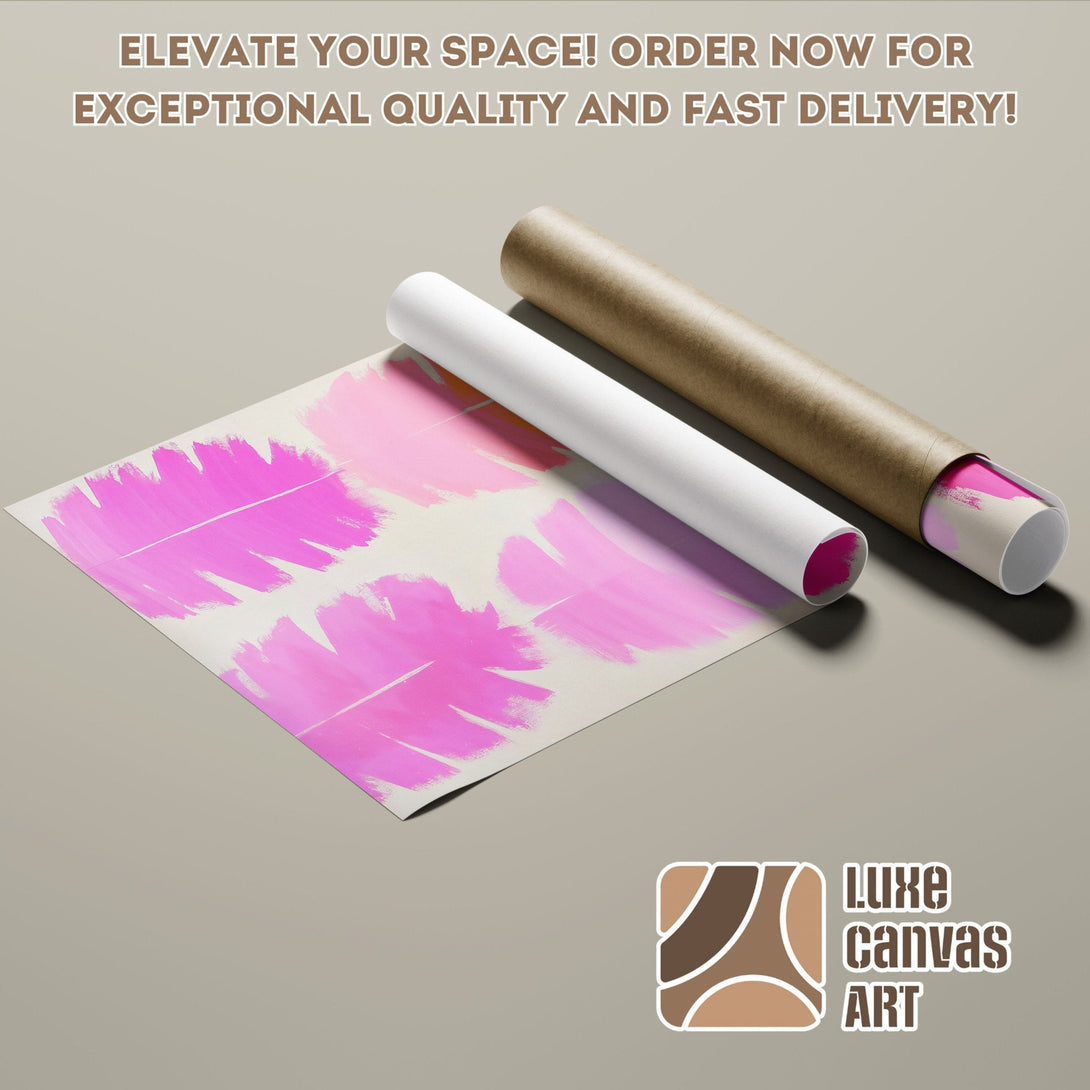 Abstract art Poster Roll with pink brushstrokes, modern style, and vibrant color palette.