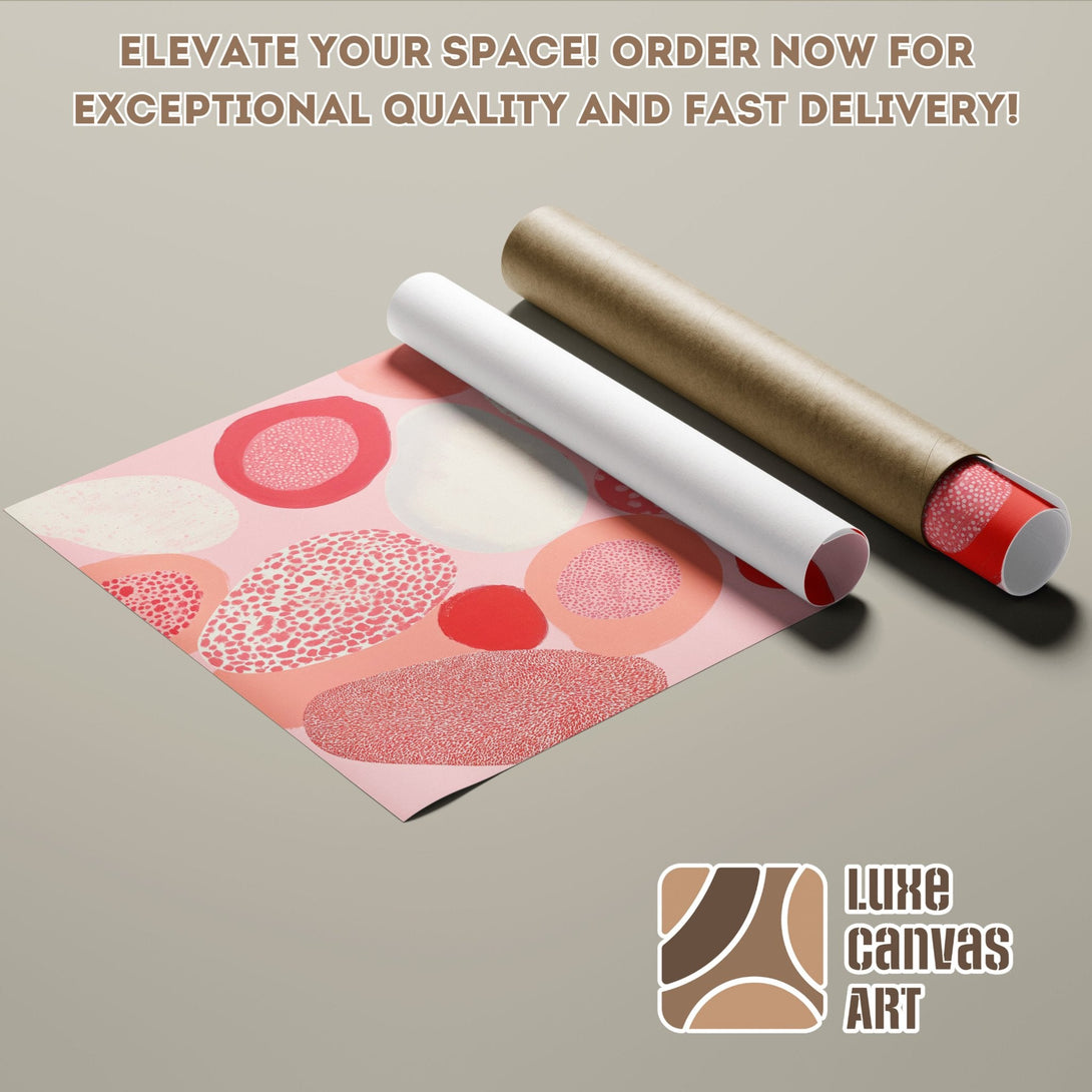 Abstract art poster roll in pink, red, and peach tones. Elevate your space!