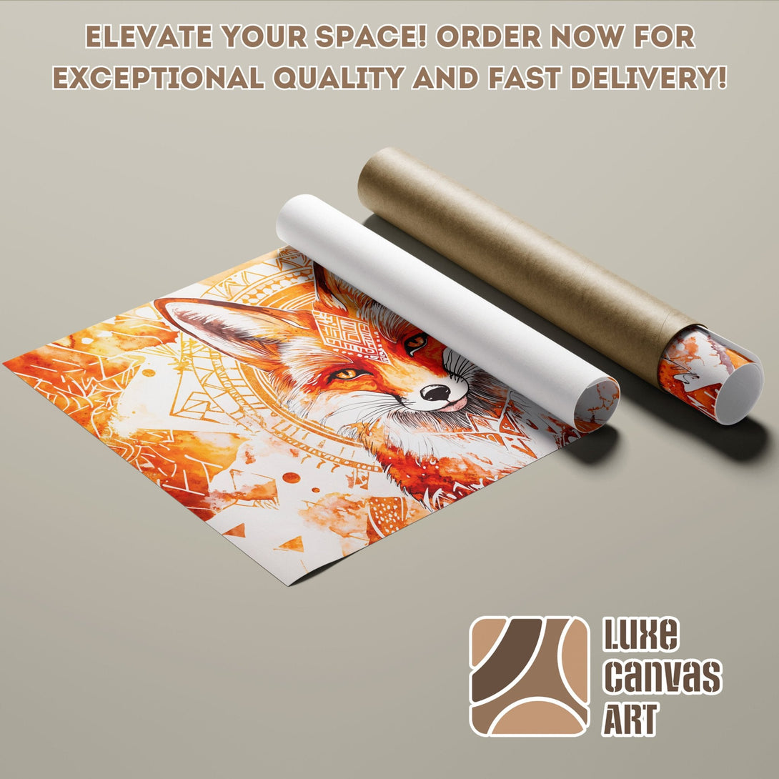 Poster Roll featuring a fox art print in orange and white watercolor style.
