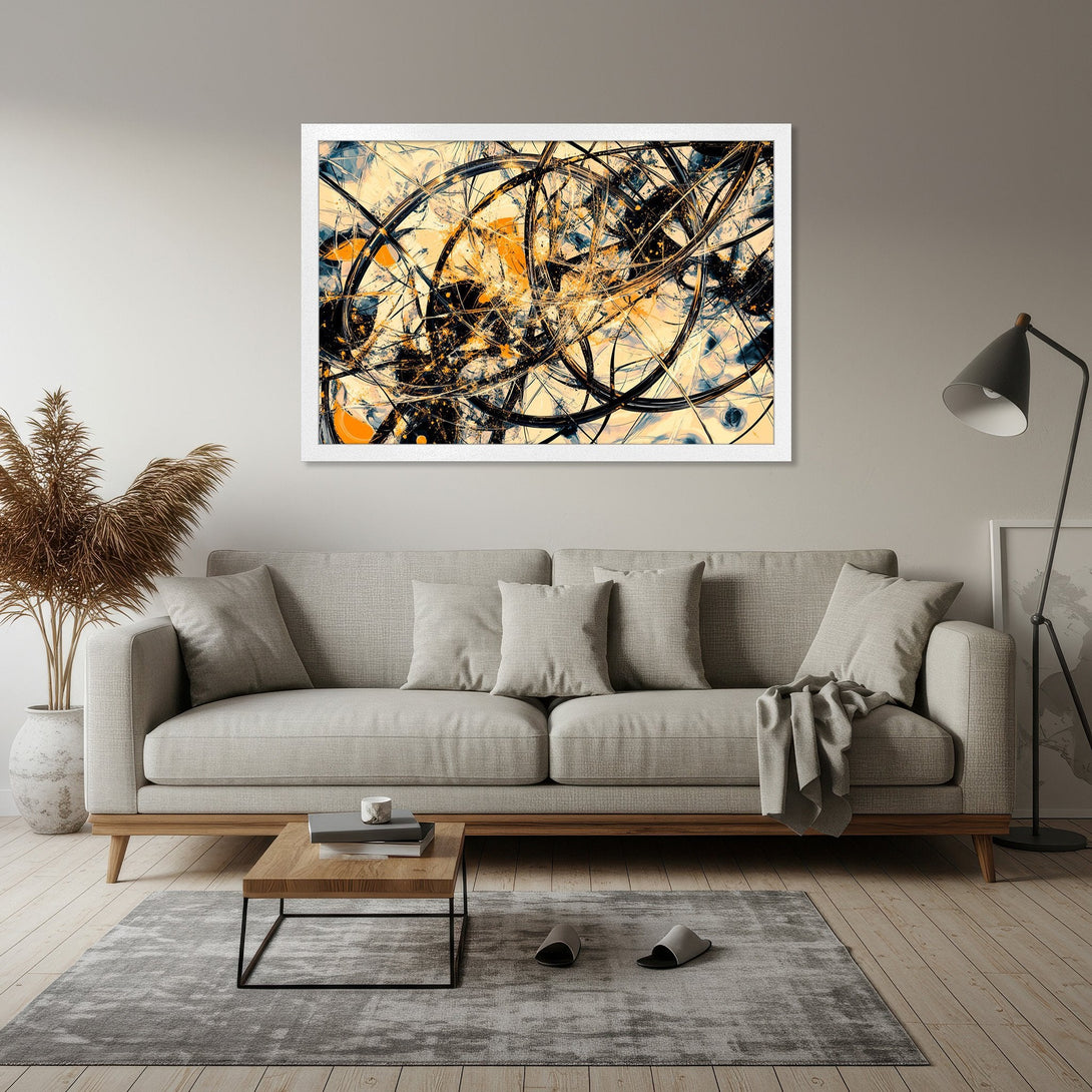 Framed Poster featuring abstract art in a modern style with a warm, neutral color palette. Perfect for adding a touch of sophistication to any space.
