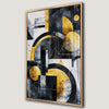 Bold Geometric Art Canvas Print with Navy and Gold Patterns