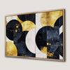 Bold Geometric Art Canvas Print with White, Black and Gold Circles