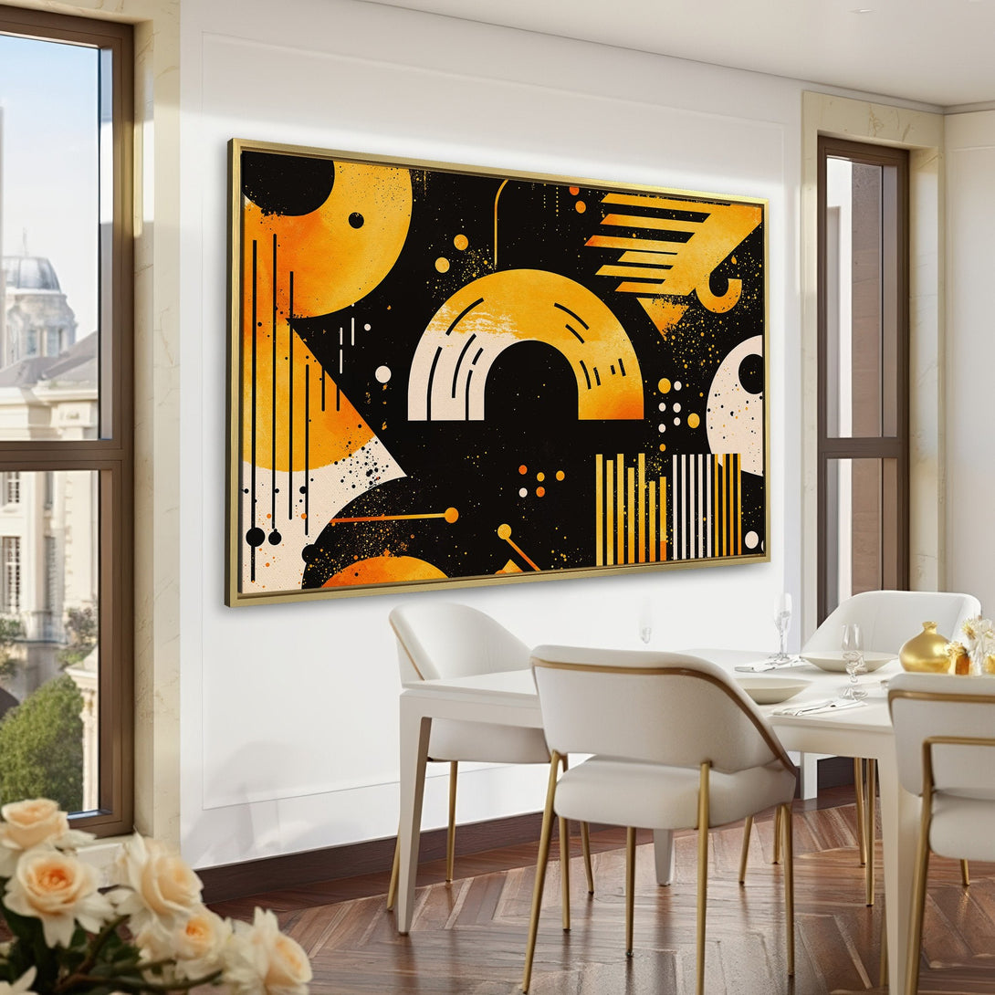 Abstract Canvas Print in gold and black, modern art style. Perfect for adding a pop of color to your home decor. Shop now!