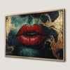 Bold Red Lips Canvas Print with Abstract Features