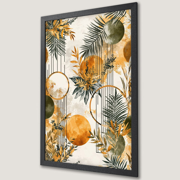 Framed Poster featuring abstract botanical art in a warm, earthy color palette. Perfect for adding a touch of nature-inspired style to your home.