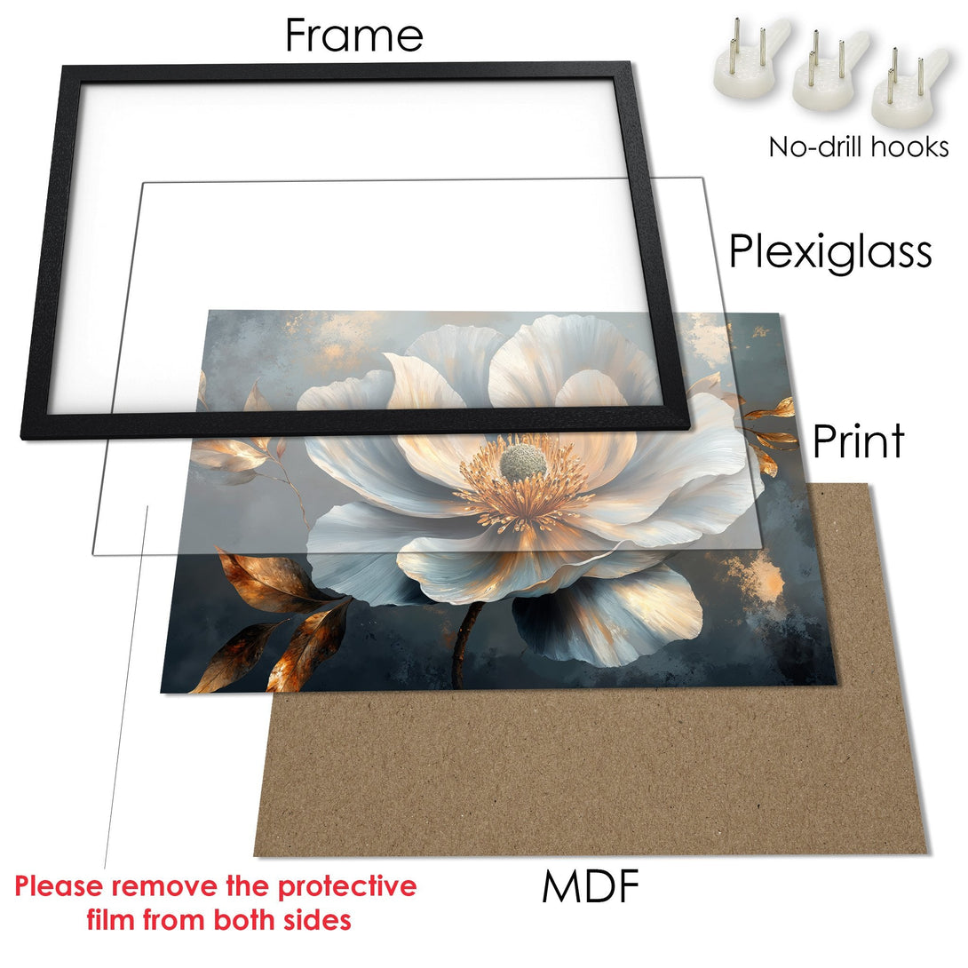 Framed Poster featuring a Native American portrait in an abstract style with a warm, earthy color palette. Perfect wall art!