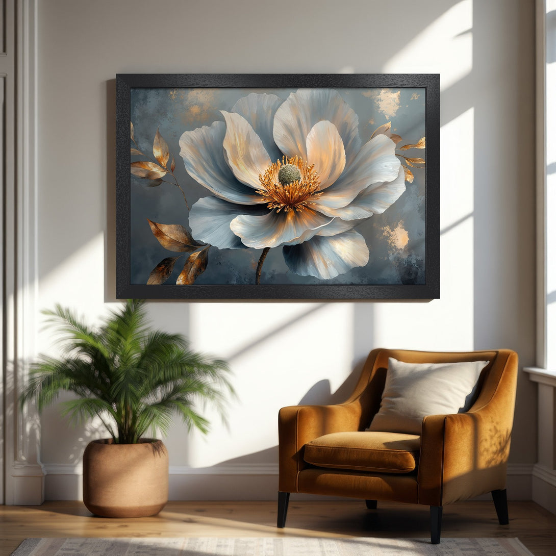 Framed Poster of Native American in profile, vibrant colors, modern art style. Add a touch of history to your space!