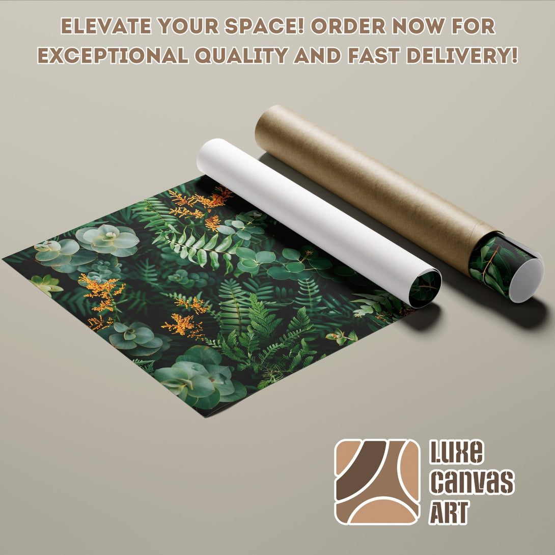 Poster Roll featuring lush green botanical art. Perfect for adding a touch of nature to your space. Order your art poster today!