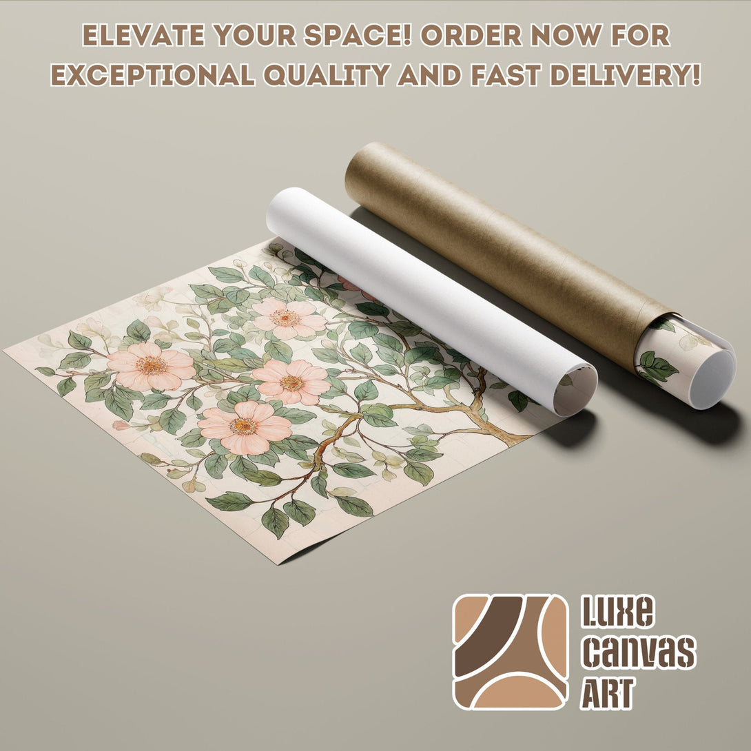 Floral Poster Roll in vintage style, featuring a soft pastel color palette. Order yours today!