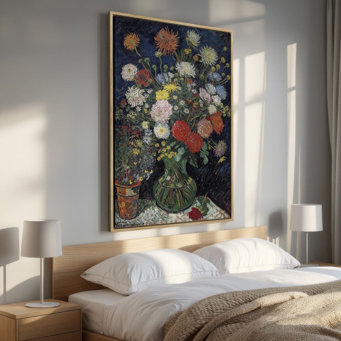 Framed Wall Art: Impressionist floral still life in vibrant colors. Add artistic flair to your space with this beautiful canvas print!