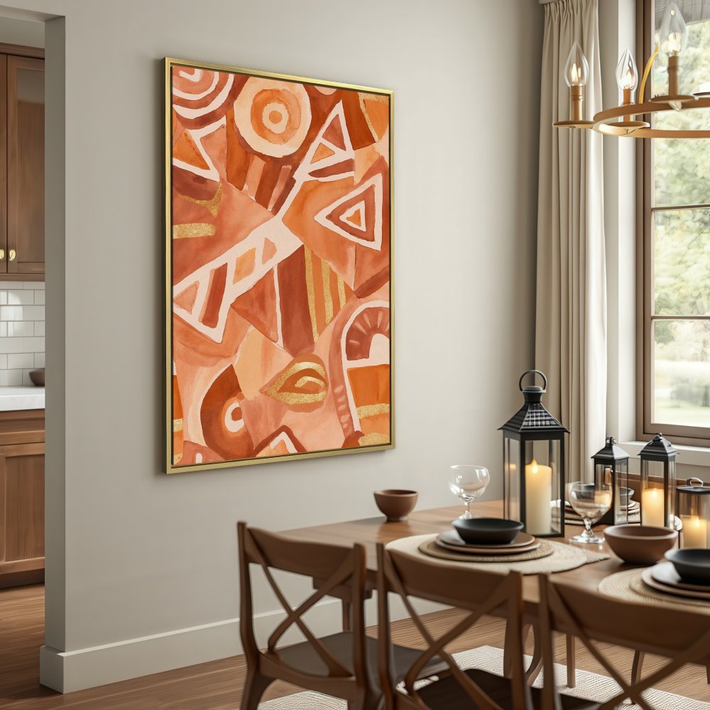 Abstract Canvas Print in warm earth tones. Modern art with geometric shapes, perfect for adding style to your home.
