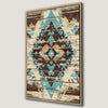 Brown Beige and Blue Aztec Pattern Canvas Print Art
