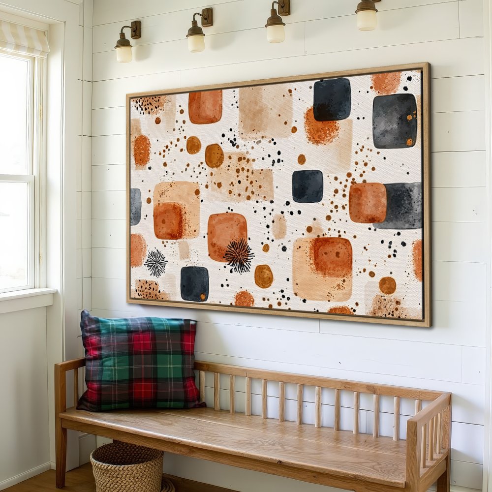 Framed Wall Art: Abstract watercolor print in warm earth tones. Modern art canvas print adds style to any interior.