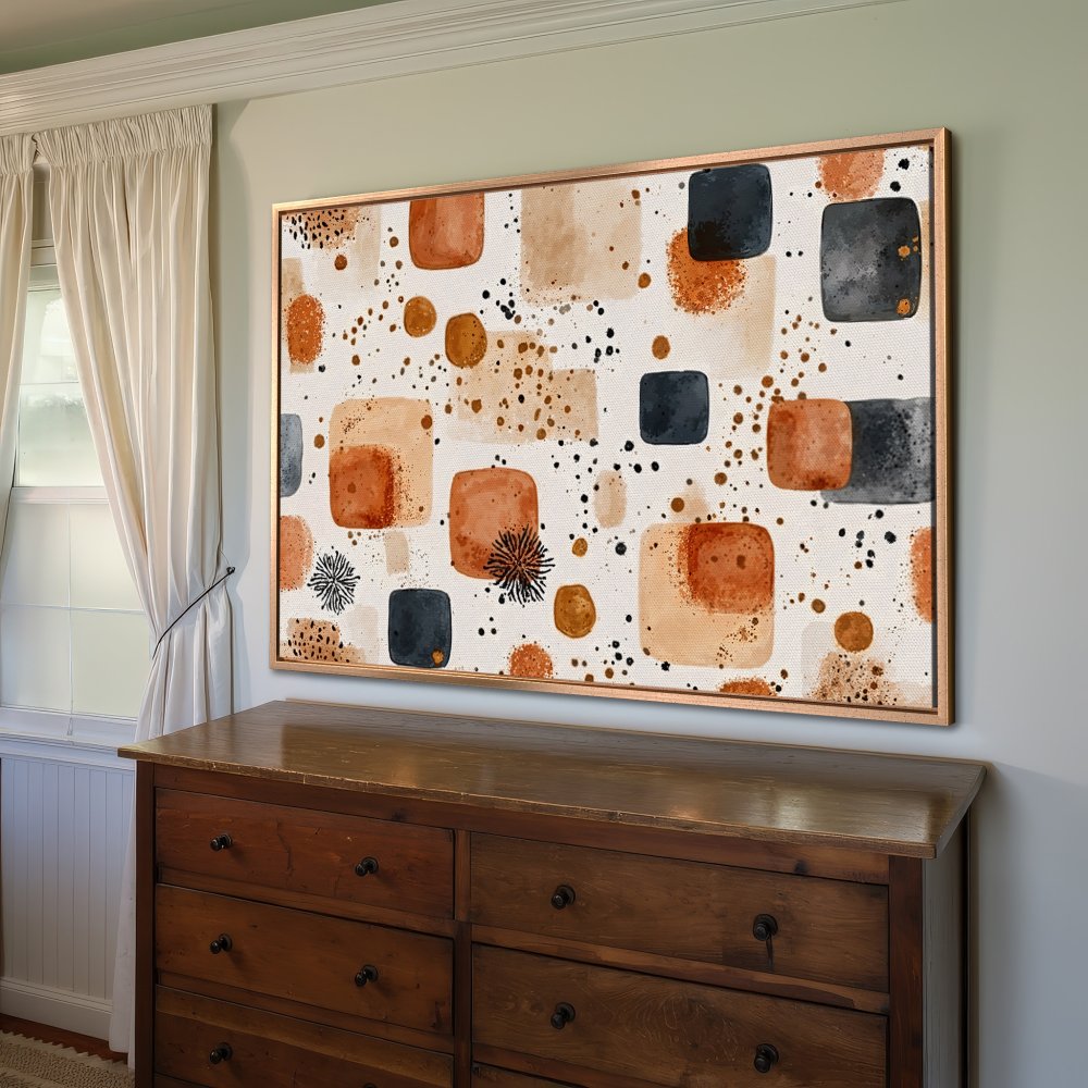 Framed Wall Art: Abstract watercolor print in warm earth tones. Modern art for your home decor.