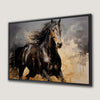 Brown Black Running Horse Canvas Print for Rustic Decor