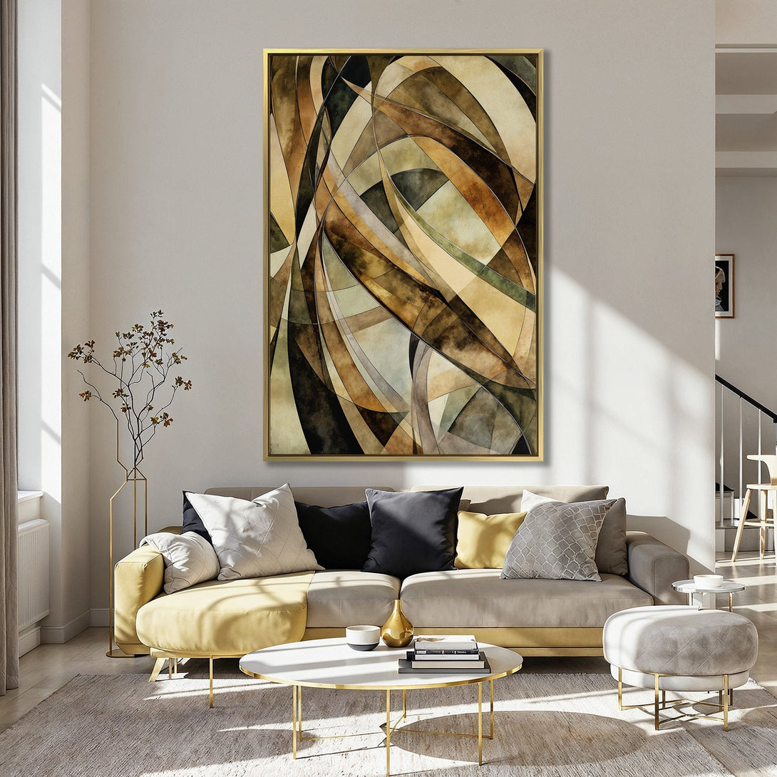 Abstract Canvas Print in warm earth tones, perfect for adding modern art to your home decor. Featuring a geometric design.