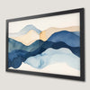 Calming Mountain Scene Art Poster in Blue and Beige Tones
