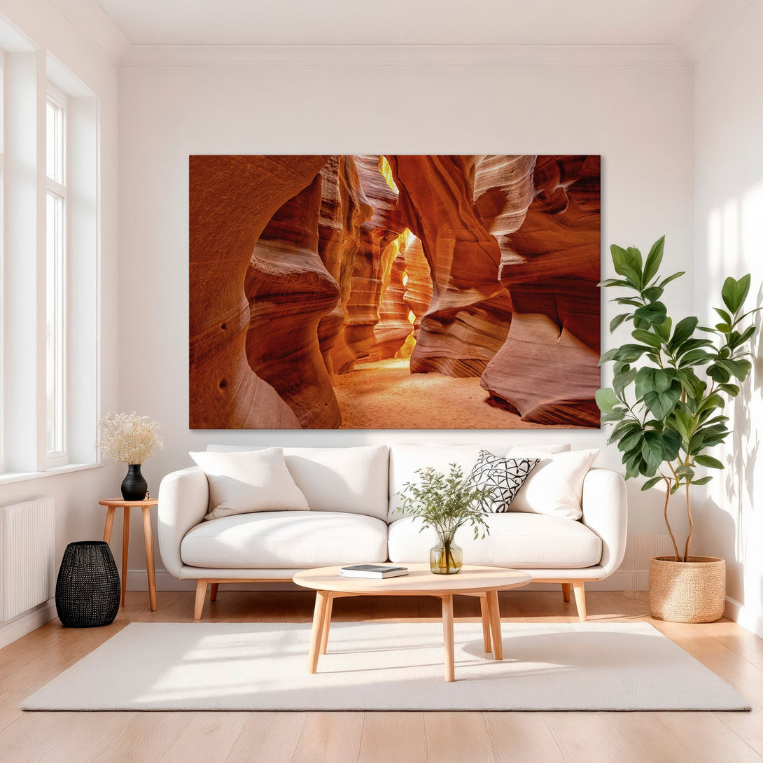 Framed Wall Art of Antelope Canyon. Stunning desert landscape in warm orange and red hues. Elevate your space with this beautiful canvas print.