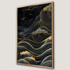 Celestial Black and Gold Waves Canvas Print Ocean Art